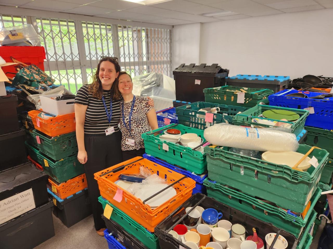 Staff sorting items for Donation Drive